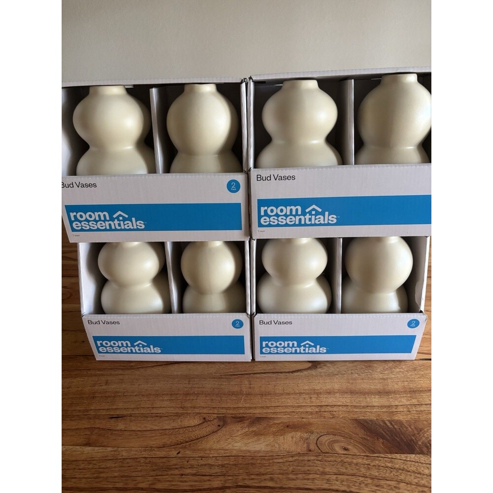 4-2pk Gourd Shaped Bud Vase Cream - Room Essentials, NEW.. ENTIRE CASE